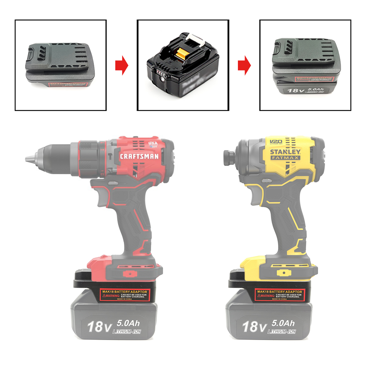 Power Tools Stanley - Адаптер-переходник для литий-ионных аккумуляторов Makita 18
